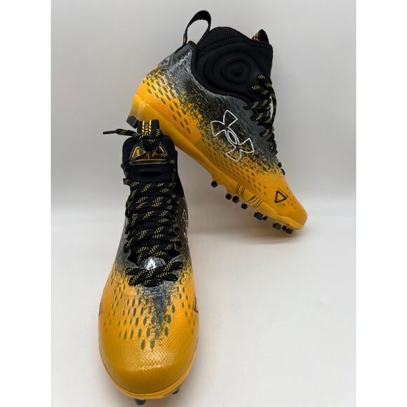 Under Armour Spotlight Lux 3026576-001 Yellow Black Football Cleats Men's Size 9 - Picture 12 of 12